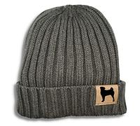 siviwonder Beanie Strickmütze Wintermütze Unisex One Size mit Label Hundemotiv Appenzeller Sennenhund, Rippstrick Umschlag, Gassi Mütze für Damen und Herren, für Spaziergang, Training Alltag Dark Grey