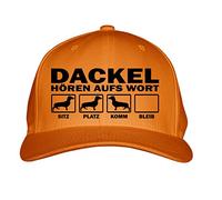 siviwonder Cap DACKEL Teckel Wiener Jagdhund Baumwoll Verstellbare 5 Panel Kappe Basecap Baseball Einheitsgröße Metallverschluss Hund Hundemotiv orange
