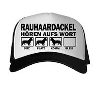 siviwonder Cap MESH - RAUHAARDACKEL Dackel Teckel Wiener Sau Jagd Rauhhaardackel - HÖREN aufs Wort - Baumwoll Trucker schwarz