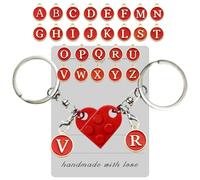 SIXDUTON 2 Stück Schlüsselanhänger Herz, Herzförmiger Baustein Anhänger Schlüsselanhänger Paar DIY Schlüsselring, Geschenk für Freund Freundin Valentinstag Jahrestag Geburtstag (Rot)