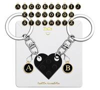 SIXDUTON 2 Stück Schlüsselanhänger Herz, Herzförmiger Baustein Anhänger Schlüsselanhänger Paar DIY Schlüsselring, Geschenk für Freund Freundin Valentinstag Jahrestag Geburtstag (Schwarz)
