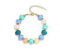 SIXDUTON Bunte Perlen Armband Damen Mädchen, Boho Armbänder Bead Verstellbar Perlenarmband Bunter Modeschmuck Geschenke für Sommer Strand Alltag (Blau)