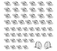 Sixfolo 50 Stück Magnetisch Kettenverschluss und Armbandverschlüsse 6mm/8mm Magnetverschlüsse Schmuck Rund Kettenverschluss Magnet Silber Magnetische VerschlüSse für Ketten Armband Halskette Machen