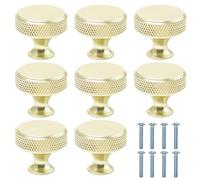 Sixfolo 8 Stück Runde Schrankknöpfe Gold 30mm Einzelloch Möbelknöpfe Klein Goldene Schubladenknöpfe aus Aluminiumlegierung mit Schrauben für Schränke Kommodenk Schubladen