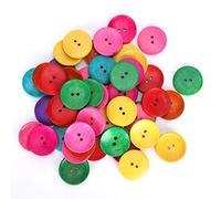 SIXRUN Mehrfarbige Holz-Nähknöpfe, Bastelbedarf, 150 Stück, für Kleidung, 3,1 Cm Durchmesser