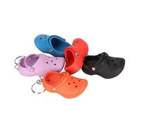 SIXRUN Mini Silikon Hausschuhen Schlüsselanhänger Set, 5 Stück in Rot, Violett, Seeblau, Orange, Schwarz, 7,5 x 3,6 cm, Dekorative Anhänger für Taschen