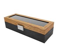 SIXRUN Uhrenbox aus Massivem Holz Im Vintage-Stil für Uhrensammler und -Liebhaber, Glasoberfläche, 6 Fächer, Organizer für Damen und Herren, 31,9 X 10,9 X 7, cm