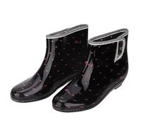 SIXRUN wasserdichte, rutschfeste, Elegante, Schwarz-rosafarbene Punkte, Damen-Regenstiefel, Gartenschuhe für Outdoor-Aktivitäten, PVC, 39 40 (Größe 39)