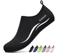 Sixspace Badeschuhe Wasserschuhe Strandschuhe Schnell Trocknend Schwimmschuhe Breathable Aquaschuhe Surfschuhe für Herren Damen Gr.34-47(485 Schwarz,34 EU)