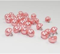 Sixstore 30 Stück 10 mm rosa Perlenknöpfe mit Haken, Babyknöpfe für Strickjacken, halbrunde Strickknöpfe, dekorative Knöpfe für Hemd, Rock, Plüschtieraugen