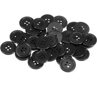 Sixstore 50 Stück schwarze Harzknöpfe, runde Knöpfe mit 4 Löchern, 15 mm, runde Knöpfe, Nähknöpfe, Mantelherstellung, Knöpfe zum Basteln, Nähen, Ersatz, Stricken