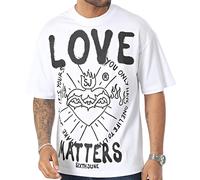 Sixth June Herren Baumwoll-Shirt mit großem Front-Print T-Shirt Kurzarm-Shirt M12434ETS Weiß/Schwarz S