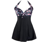 Sixyotie Damen Einteiler Badekleid Blumen Muster Gepolstert Badeanzug mit Shorts Große Größen Bademode