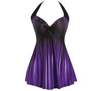 Sixyotie Damen Einteiler Badekleid Blumen Muster Gepolstert Badeanzug mit Shorts Große Größen Bademode