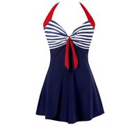 Sixyotie Damen Einteiler Badekleid Blumen Muster Gepolstert Badeanzug mit Shorts Große Größen Bademode