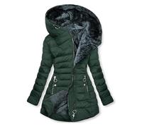 SIYAN Damen Wintermantel Damen Warm Gefüttert Steppjacke Fleecejacke Damen, Mantel Damen Winter Warm, Kuschelige Jacke Lange Klassische Damenmantel，M-5XL(Green,3XL)