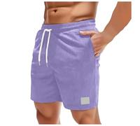 SIYAN Herren Bermuda Cord Shorts Sommer Stretch Outdoor Herrenshorts Cordhose Kurze Hosen Freizeitshorts Mit Taschen Frottee Baggy Mode Bermudashorts, S-XXL(Purple,XL)