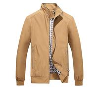 SIYAN Herrenjacke, Leichte Übergangsjacke, Sommer, Freizeit, Herren-Baseballjacke, Bomberjacken-Stil for Den Winter, Militär-Retro-Stil, Taschen, Outdoor Ventures Softshelljacke(Khaki,7XL)