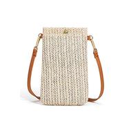 Siyecioa Handytasche Zum Umhängen Damen, Umhängetasche Damen Klein, Strohtaschen für Frauen Crossbody Strand Tasche, Fashion Handy Schultertasche mit Langem Gurt für Damen Mädchen (Aprikose)