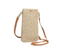 Siyecioa Handytasche Zum Umhängen, Umhängetasche Klein, Strohtaschen für Frauen Crossbody Strand Tasche, Fashion Handy Schultertasche mit Langem Gurt für Damen Mädchen (Khaki)