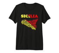 Sizilien-Souvenir mit Karte und Namen der sizilianischen Städte, Italien Premium T-Shirt