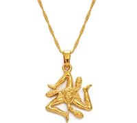 Sizilien Symbol Anhänger Halskette - Italien Country Totem Charm Dünne Kette Patriotischer Zierlicher Schmuck, Ethnischer Stil Hip-Hop Damen Herren Mädchen Unisex Geschenke,Gelb,Einheitsgröße
