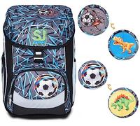 SJ GANG STYLE JAM GANG Ergonomischer Schulranzen, mit Höhenverstellungssystem & nachhaltigem Gewebe; mit Trinkflaschenfach, Seitentaschen, Brust- und Hüftgurt; für Grundschule, Mädchen & Jungen, grau