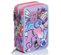 SJ Gang Federmäppchen, Mäppchen, Mehrfarbig, Federtasche für Schreibwaren, Etui mit Stiften, Kugelschreiber, & mehr, Kinder, Mädchen & Jungen, Grundschule, 3 Fächer; SJ-Muster fuchsienrot