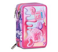 SJ Gang Schulmäppchen mit 3 Reißverschlüssen, Rosa, Sphere Full Girl, Federmäppchen, Dreifachfach mit Stiften, Bleistiften, Farben, Zubehör Rucksack, Grundschule, Medium, Mädchen, Rosa, Taglia Unica,