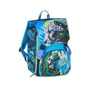 SJ GANG STYLE JAM GANG Erweiterbarer Schulranzen, flexible Größe, mit Trinkflaschenfach, für Grundschule ab 1. Klasse, 6-10 Jahre, Geschenk Jungen und Mädchen, blau/grün