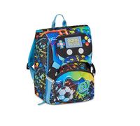 SJ GANG STYLE JAM GANG Erweiterbarer Schulranzen, flexible Größe, mit Trinkflaschenfach, für Grundschule ab 1. Klasse, 6-10 Jahre, Geschenk Jungen und Mädchen, blau