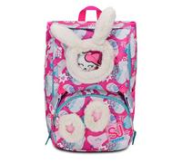 SJ Gang Style Jam Gang erweiterbarer Schulrucksack, Rosa, PinkFur, Doppelfach erweiterbar durch seitliche Reißverschlüsse, Trinkflaschentasche, Rucksack für die Grundschule, Rucksack für Mädchen
