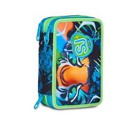 SJ GANG STYLE JAM GANG Federmäppchen für die Schule, 3 Reißverschlüsse, Air Tiger, Blau, Federmäppchen, Dreifachfach, komplett mit Stiften, Bleistiften, Farben, Zubehör Rucksack, Grundschule, Kinder
