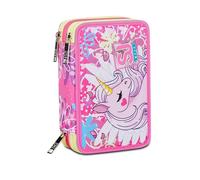 SJ GANG STYLE JAM GANG Federmäppchen, Mäppchen, Mehrfarbig, Federtasche für Schreibwaren, Etui mit Stiften, Kugelschreiber, & mehr, 3 Fächer, Mädchen & Jungen, Schule - Grundschule, rosa, Einhorn