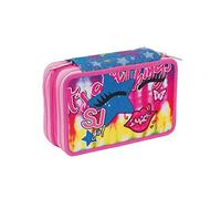 SJ GANG STYLE JAM GANG Federmäppchen, Mäppchen, Mehrfarbig, Federtasche für Schreibwaren, Etui mit Stiften, Kugelschreiber, & mehr, 3 Fächer, Mädchen & Jungen, Schule - Grundschule, rosa