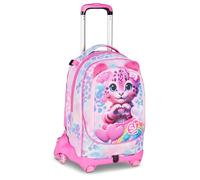 SJ GANG STYLE JAM GANG Jack Schultrolley mit 8 Rädern Heart Buddy Girl, Rosa, 34 l, zerlegbar, Verwendung als Rucksack, Cross-over System, versenkbare Schultergurte, Trinkflaschenhalter, für Grund