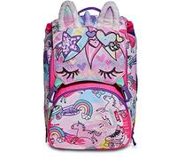 SJ Rucksack, Schulranzen für Grundschule, ab 1. Klasse, Erweiterbarer Schulranzen, Extra Volumen; Geräumige Schultasche für Mädchen und Jungen, rosa/Muster, mit Flip-System