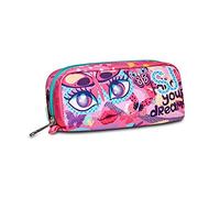 SJ GANG STYLE JAM GANG Mäppchen, Federtasche Federmappe Etui Schule für Jungen Mädchen mit Reißverschluss, Stiftetasche, grau mit Augen