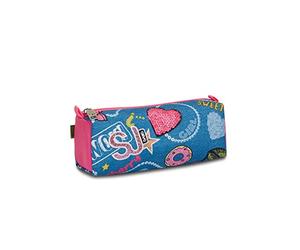 SJ GANG STYLE JAM GANG Mäppchen, Federtasche Federmappe Etui Schule für Jungen Mädchen mit Reißverschluss, Stiftetasche, rosa, Jeans