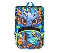 SJ GANG STYLE JAM GANG Schulrucksack Big, Schwarz, Rucksack mit Trennwand innen, obere Tasche mit LED-Augen, Trinkflasche, 24 l, Rucksack für Grundschule, Kinder, Schwarz , Taglia unica