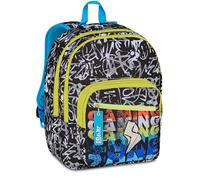 SJ GANG STYLE JAM GANG Rucksack mit Doppelfach Sj Ever, Schwarz, Trinkflaschentasche, Maxi Fassungsvermögen, vorgeformter Rücken, Rucksack für die Grundschule, Kinder, Schwarz, Taglia unica, Modern