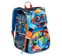 SJ GANG STYLE JAM GANG Rucksack mit doppeltem ausziehbarem Fach, Blau, große Kapazität, vorgeformte Rückenlehne, Kinder, Grundschule, blau, Taglia unica, Modern