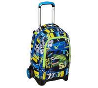 SJ GANG STYLE JAM GANG Rucksack mit Trolleyfunktion, 2 in 1, Schulranzen mit Rollen, ab 1. Klasse, für Schule, Reisen, Freizeit, Mädchen Jungen, Mehrfarbig