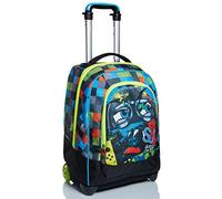 SJ GANG STYLE JAM GANG Rucksack mit Trolleyfunktion, 2 in 1, Schulranzen mit Rollen, ab 1. Klasse, für Schule, Gymnasium, Reisen&Freizeit, Mädchen&Jungen, mehrfarbig, Gesicht/Augen
