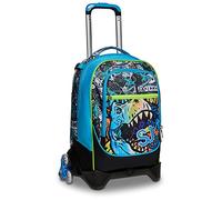 SJ GANG STYLE JAM GANG Rucksack mit Trolleyfunktion, Schulranzen mit Rollen, 3 in 1, Abnehmbarer Rucksack, ab 1. Klasse, für Schule, Sport, Reisen&Freizeit, Mädchen und Jungen, blau-grün