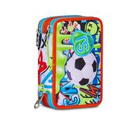 SJ GANG STYLE JAM GANG Schulmäppchen mit 3 Reißverschlüssen, Blau, Federmäppchen, Dreifachfach mit Stiften, Bleistiften, Farben, Zubehör Rucksack, Grundschulen, Kinder, blau, Modern