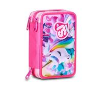 SJ GANG STYLE JAM GANG Schulmäppchen mit 3 Reißverschlüssen, Fuchsia, dreifach Fach mit Stiften, Bleistiften, Farben, Zubehör Rucksack, Grundschule, Mädchen, fuchsia, Taglia Unica