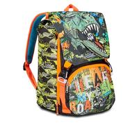 SJ GANG STYLE JAM GANG Schulranzen für Grundschule, ab 1. Klasse, Erweiterbarer Schulranzen, Extra Volumen; Geräumige Schultasche für Mädchen und Jungen, orange/grün
