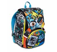 SJ GANG STYLE JAM GANG Schulranzen für Grundschule, ab 1. Klasse, Erweiterbarer Schulranzen, Extra Volumen; Geräumige Schultasche für Mädchen und Jungen, mehrfarbig/Muster, mit Flip-System , blau