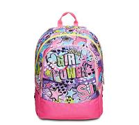 SJ GANG STYLE JAM GANG Schulranzen mit Doppelfach und Frontfach, rosa, für Grundschule, Mädchen, Schulanfang, gepolsterter Rucksack